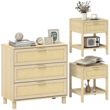 Wooden Chest Of 4 Drawers 80cm Wide With Two Bedside Cabinet 40cm Wide - Velmora