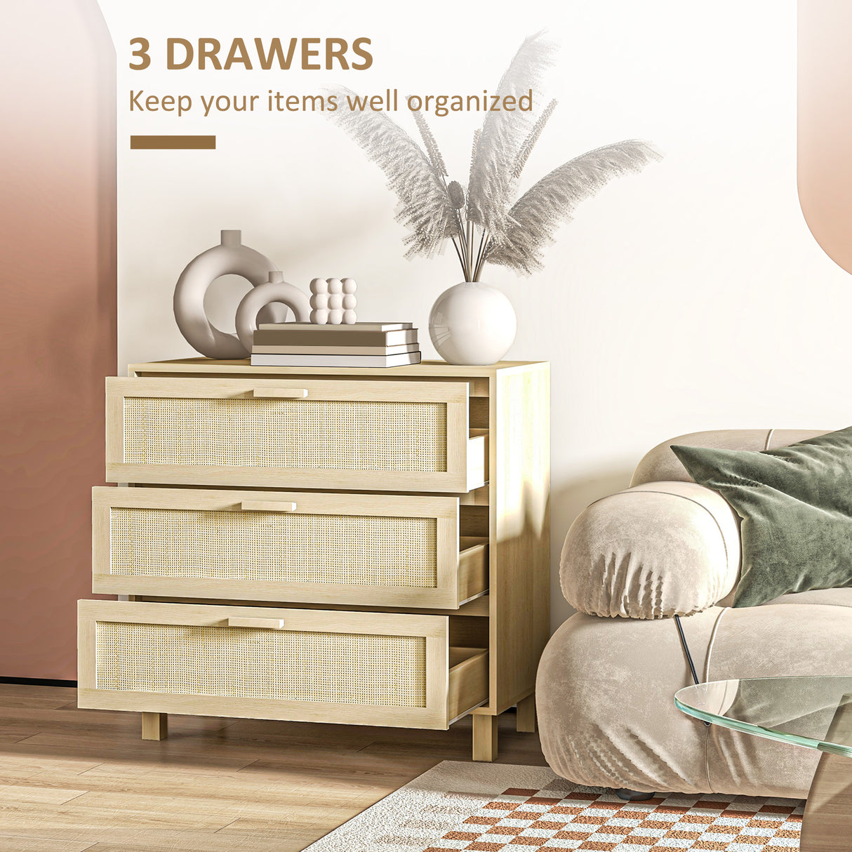 Wooden Chest Of 4 Drawers 80cm Wide With Two Bedside Cabinet 40cm Wide - Velmora