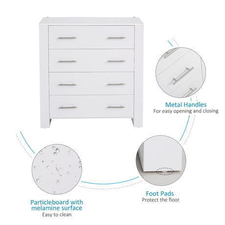 Wooden Chest Of 4 Drawers 90cm Wide - Velmora