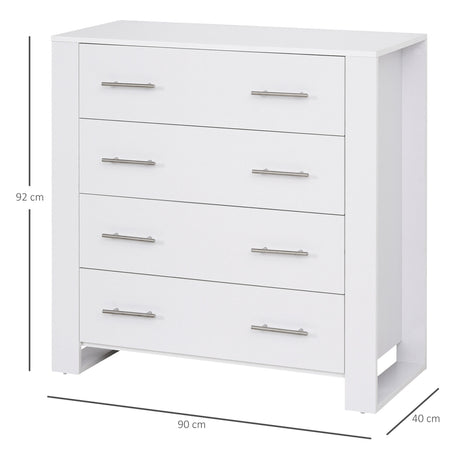 Wooden Chest Of 4 Drawers 90cm Wide - Velmora