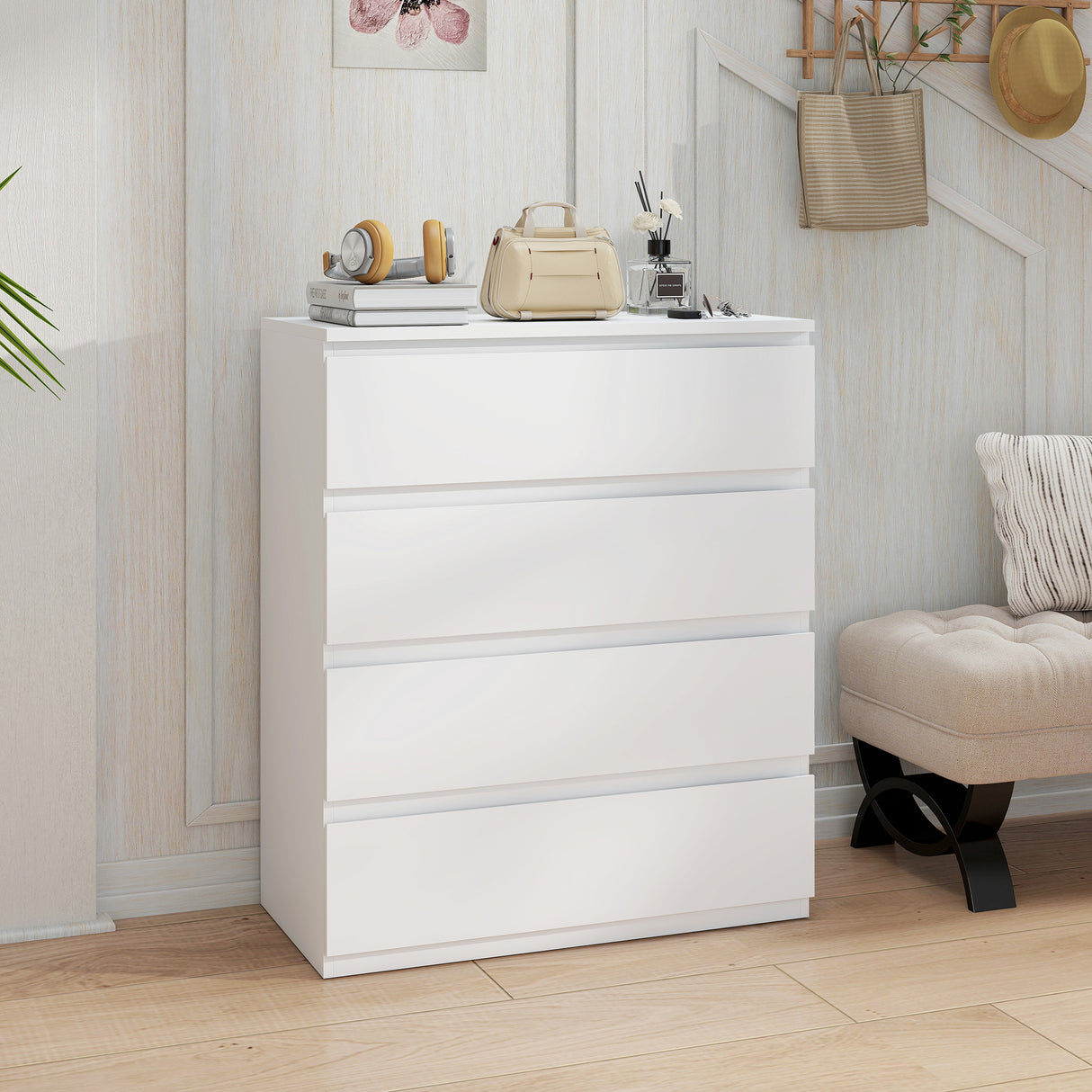 Wooden Chest Of 4 Drawers 95cm H x 80cm W- Velmora