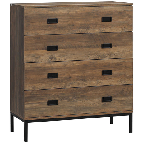 Wooden Chest Of 4 Drawers 95cm H x 80cm W x 34cm D - Velmora