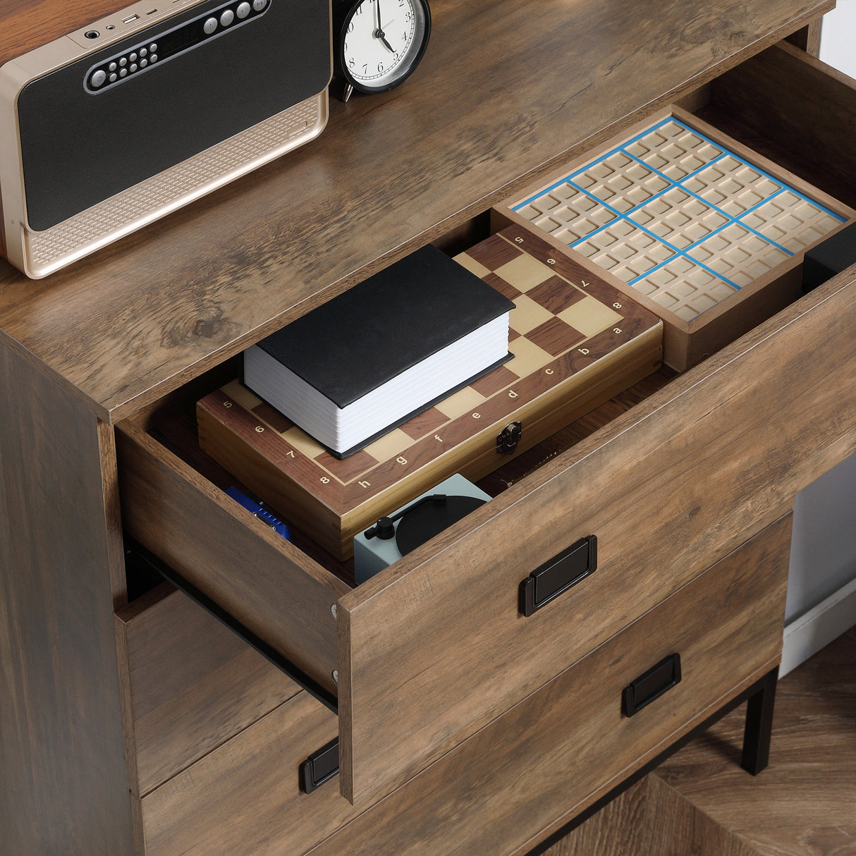 Wooden Chest Of 4 Drawers 95cm H x 80cm W x 34cm D - Velmora