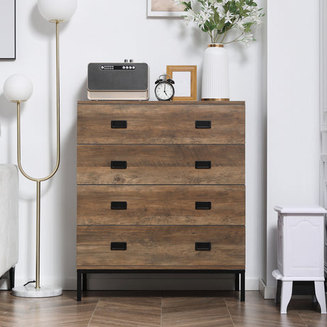 Wooden Chest Of 4 Drawers 95cm H x 80cm W x 34cm D - Velmora