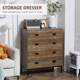 Wooden Chest Of 4 Drawers 95cm H x 80cm W x 34cm D - Velmora