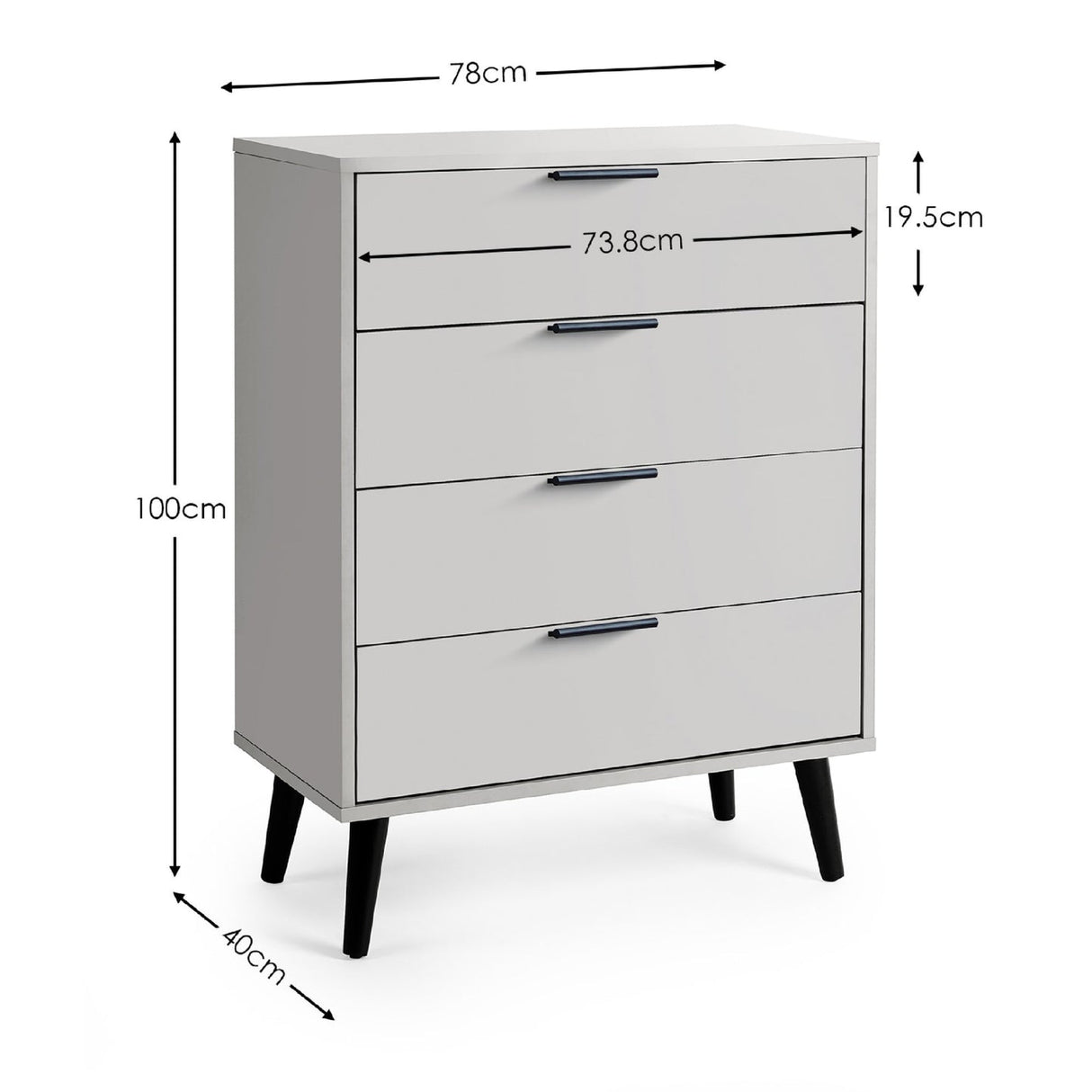 Wooden Chest Of 4 Drawers - Alba