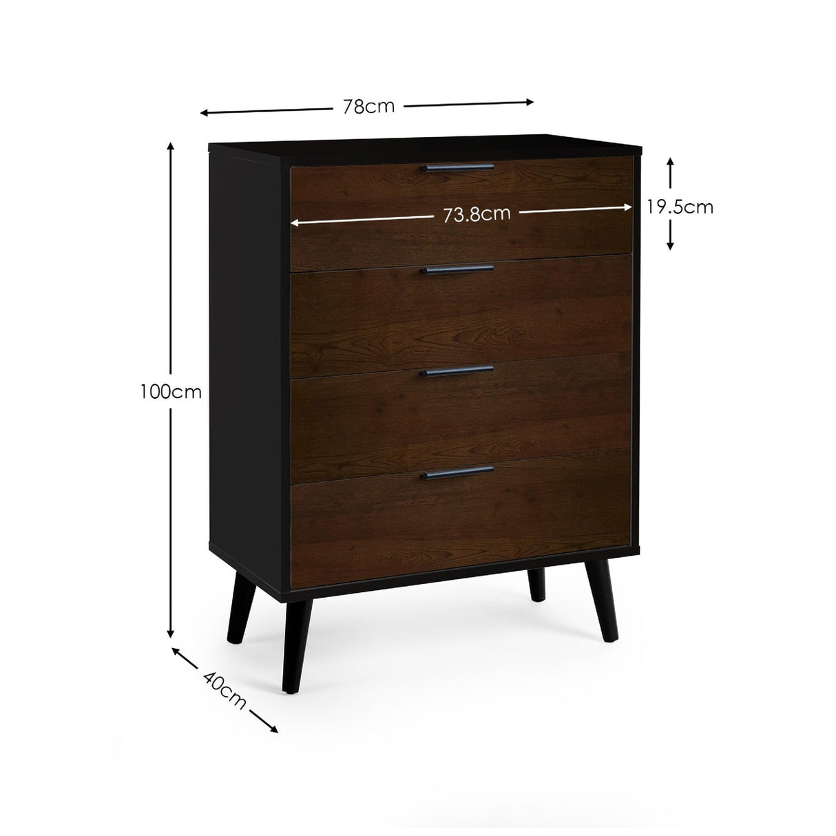 Wooden Chest Of 4 Drawers - Alba