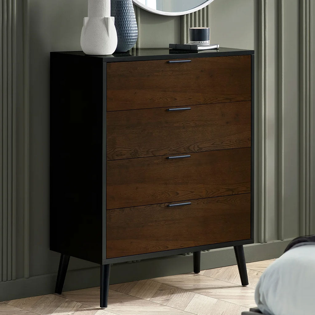 Wooden Chest Of 4 Drawers - Alba
