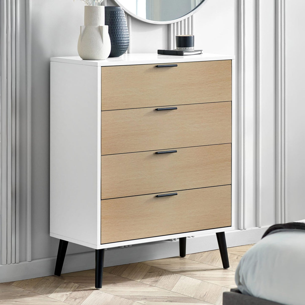 Wooden Chest Of 4 Drawers - Alba