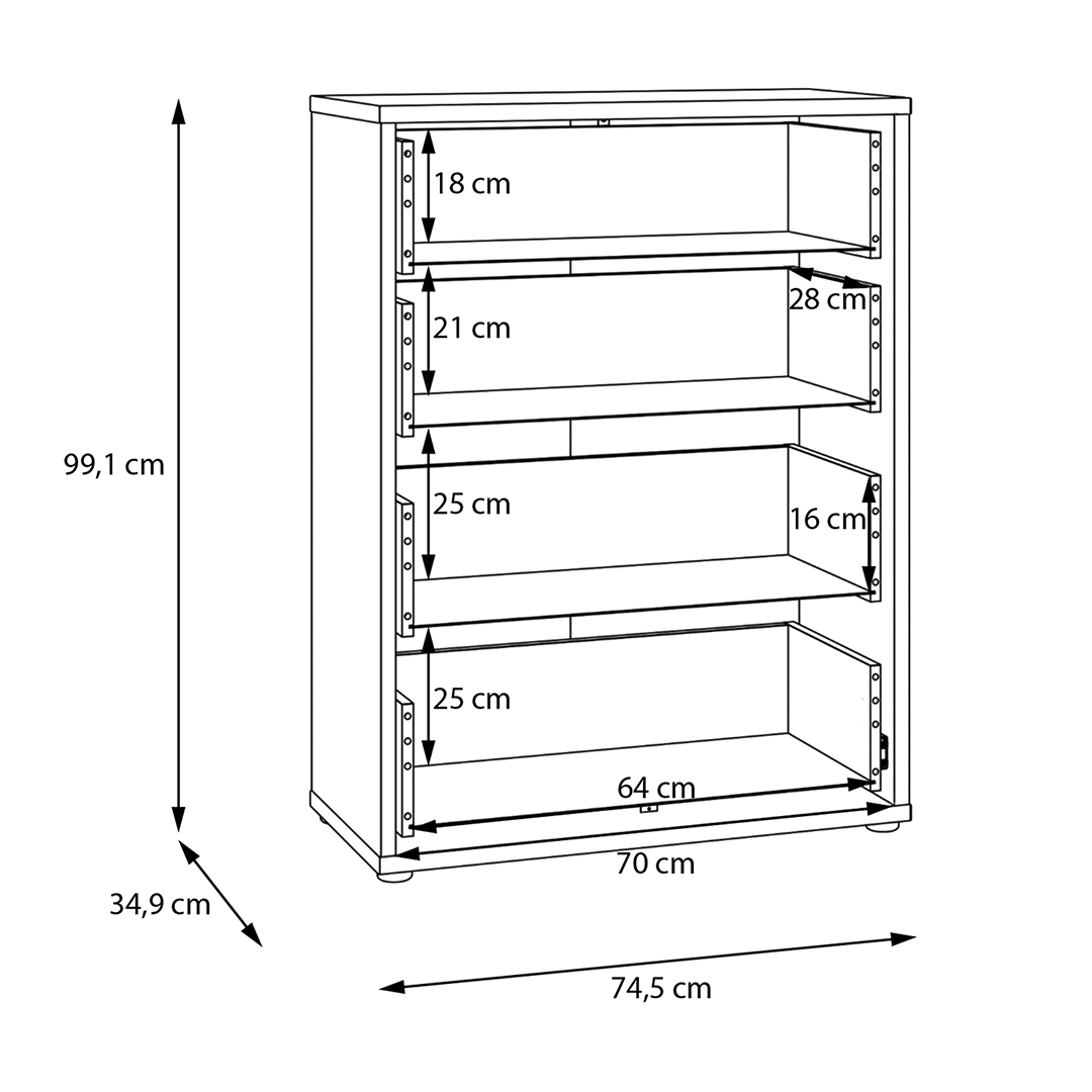 Wooden Chest Of 4 Drawers - Alice Springs