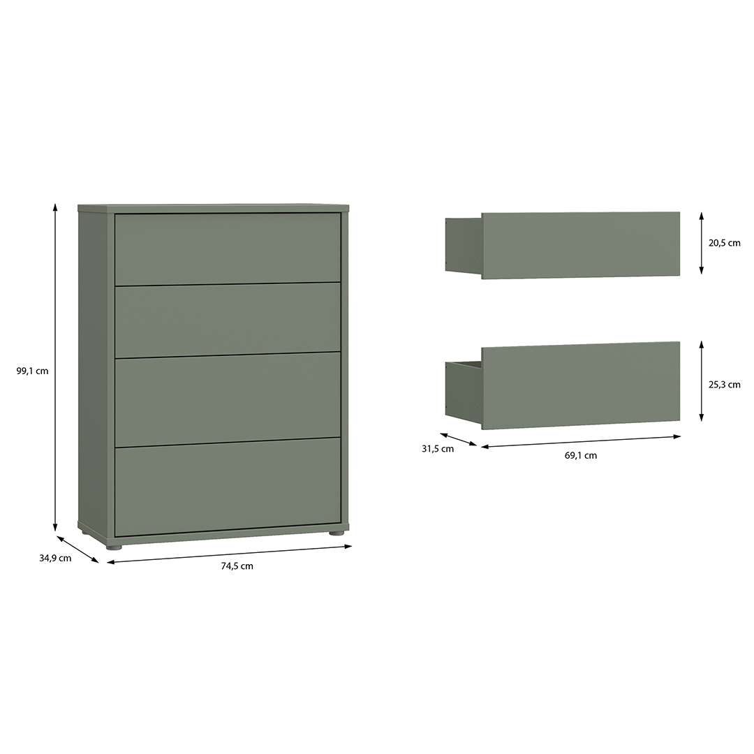 Wooden Chest Of 4 Drawers - Alice Springs