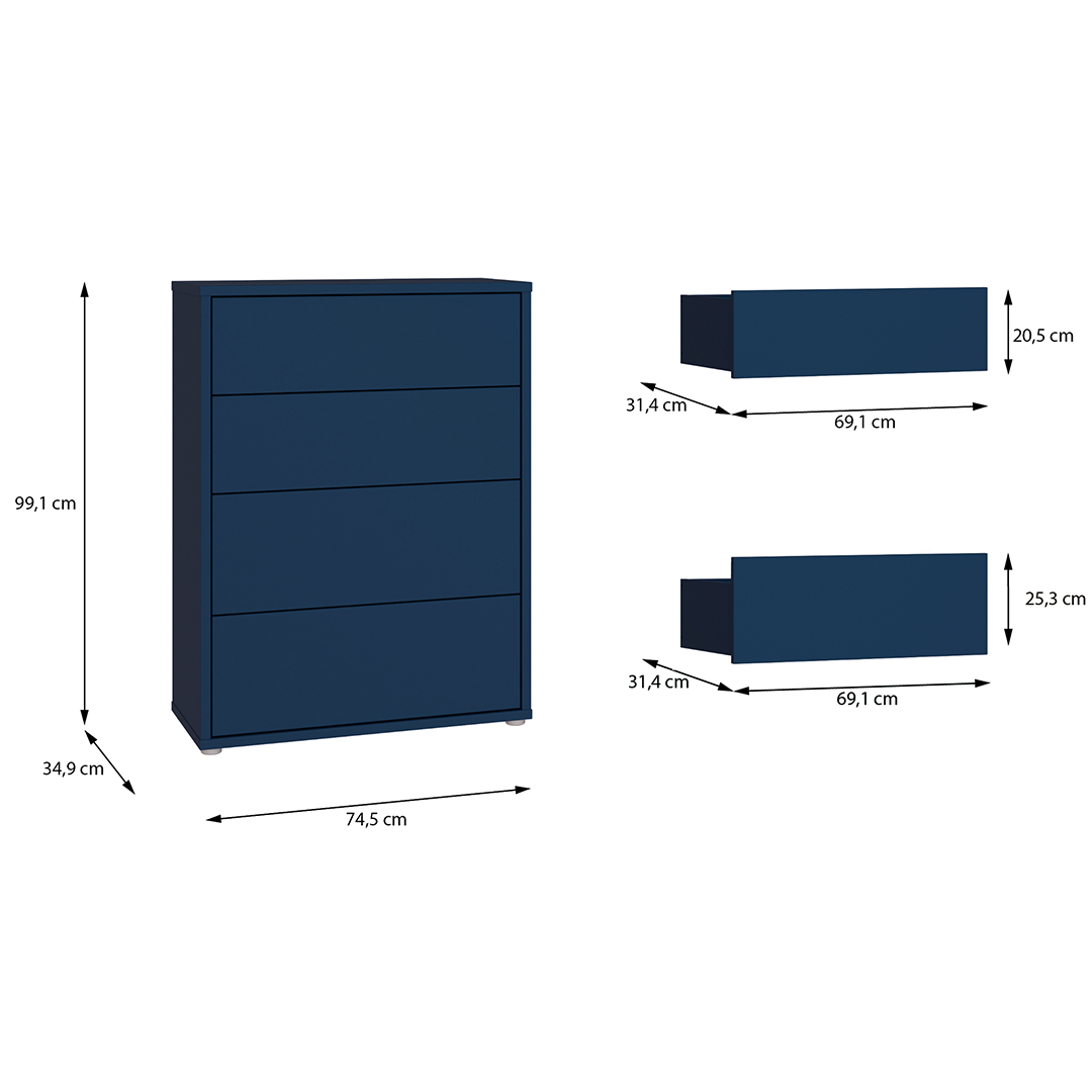 Wooden Chest Of 4 Drawers - Alice Springs