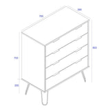 Wooden Chest Of 4 Drawers - Augusta