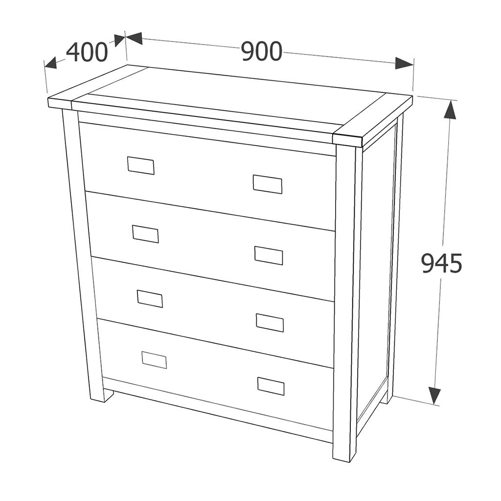 Wooden Chest Of 4 Drawers - Boston