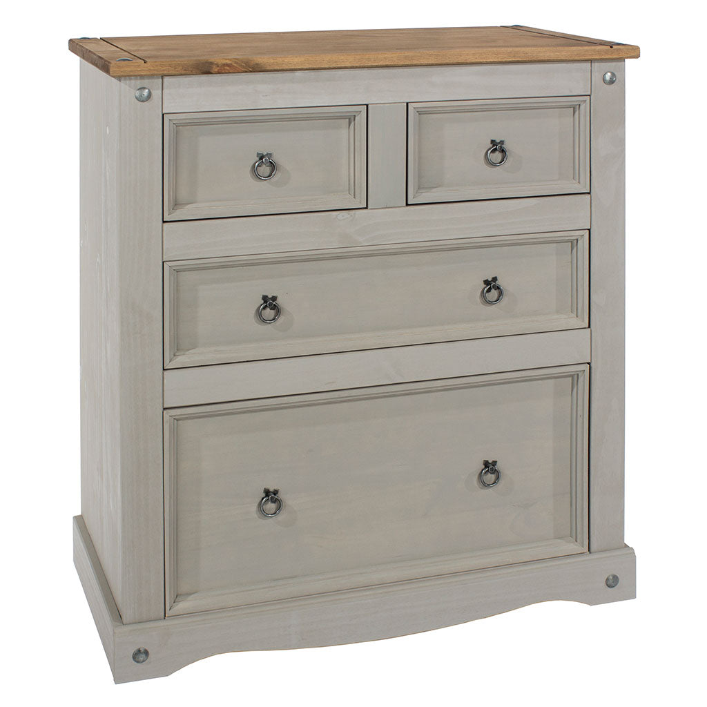 Wooden Chest Of 4 Drawers 91cm Wide - Corona