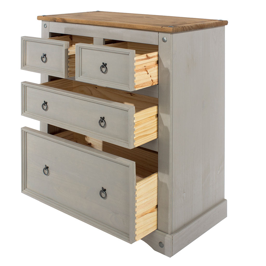 Wooden Chest Of 4 Drawers 91cm Wide - Corona