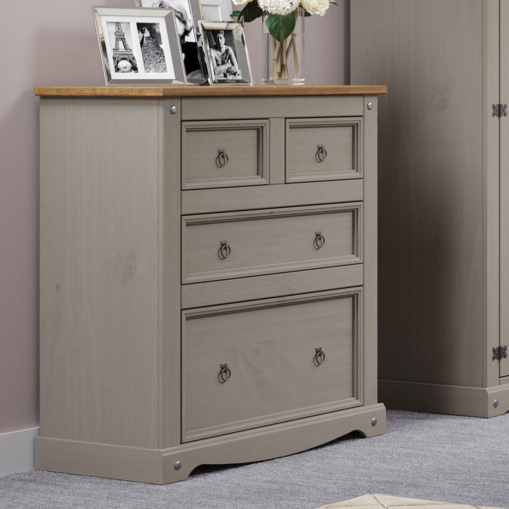 Wooden Chest Of 4 Drawers 91cm Wide - Corona