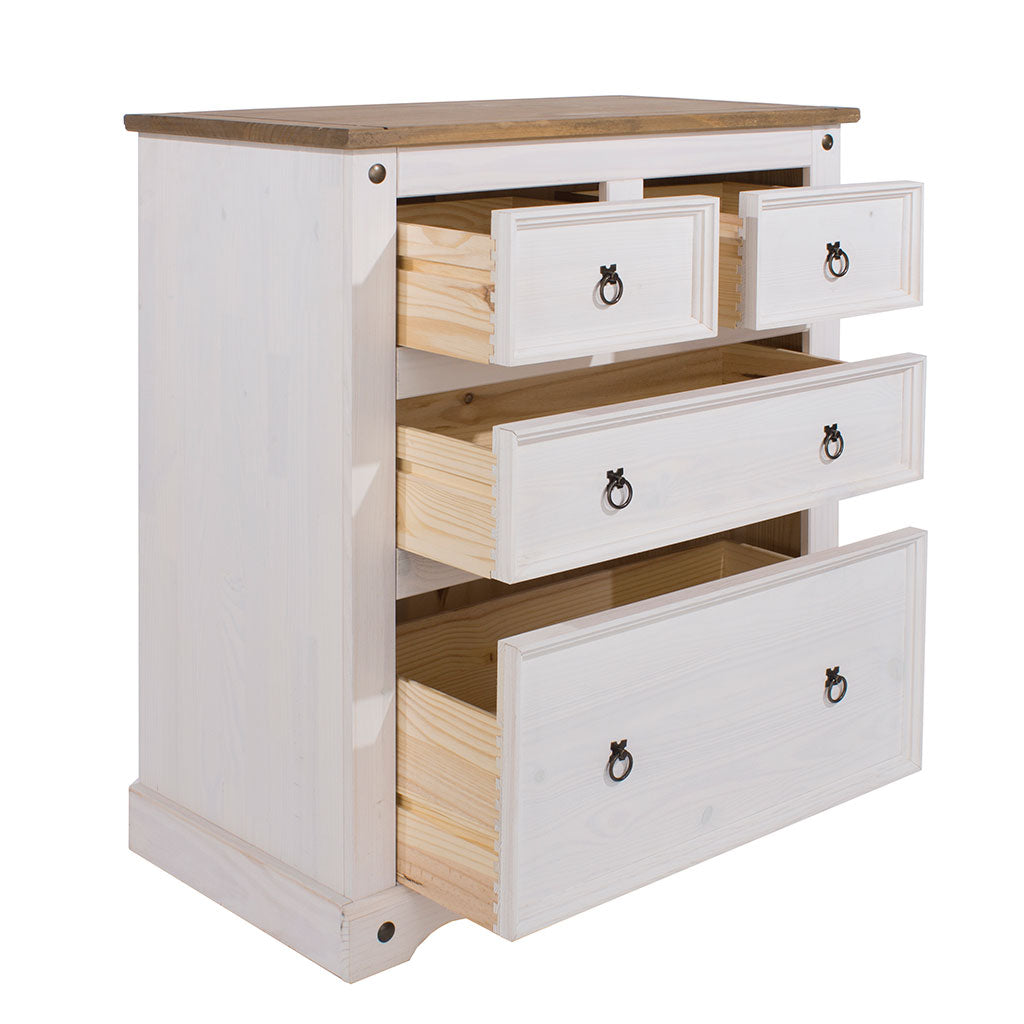 Wooden Chest Of 4 Drawers 91cm Wide - Corona