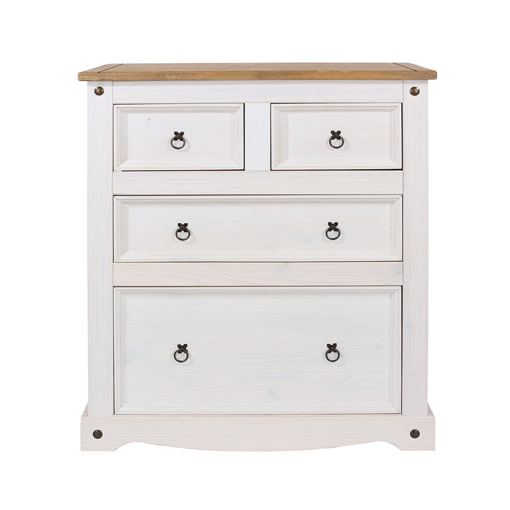 Wooden Chest Of 4 Drawers 91cm Wide - Corona
