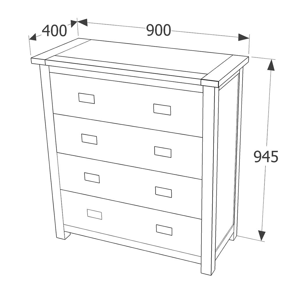 Wooden Chest Of 4 Drawers - Dunkeld