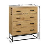 Wooden Chest of 4 Drawers - Harlow