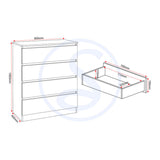 Wooden Chest Of 4 Drawers - Malvern