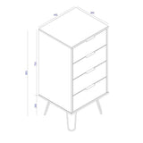Wooden Chest Of 4 Drawers Narrow - Augusta