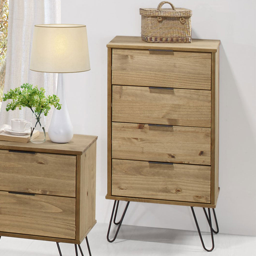 Wooden Chest Of 4 Drawers Narrow - Augusta