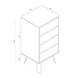 Wooden Chest Of 4 Drawers Narrow - Augusta