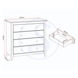 Wooden Chest Of 4 Drawers Wide - Oslo