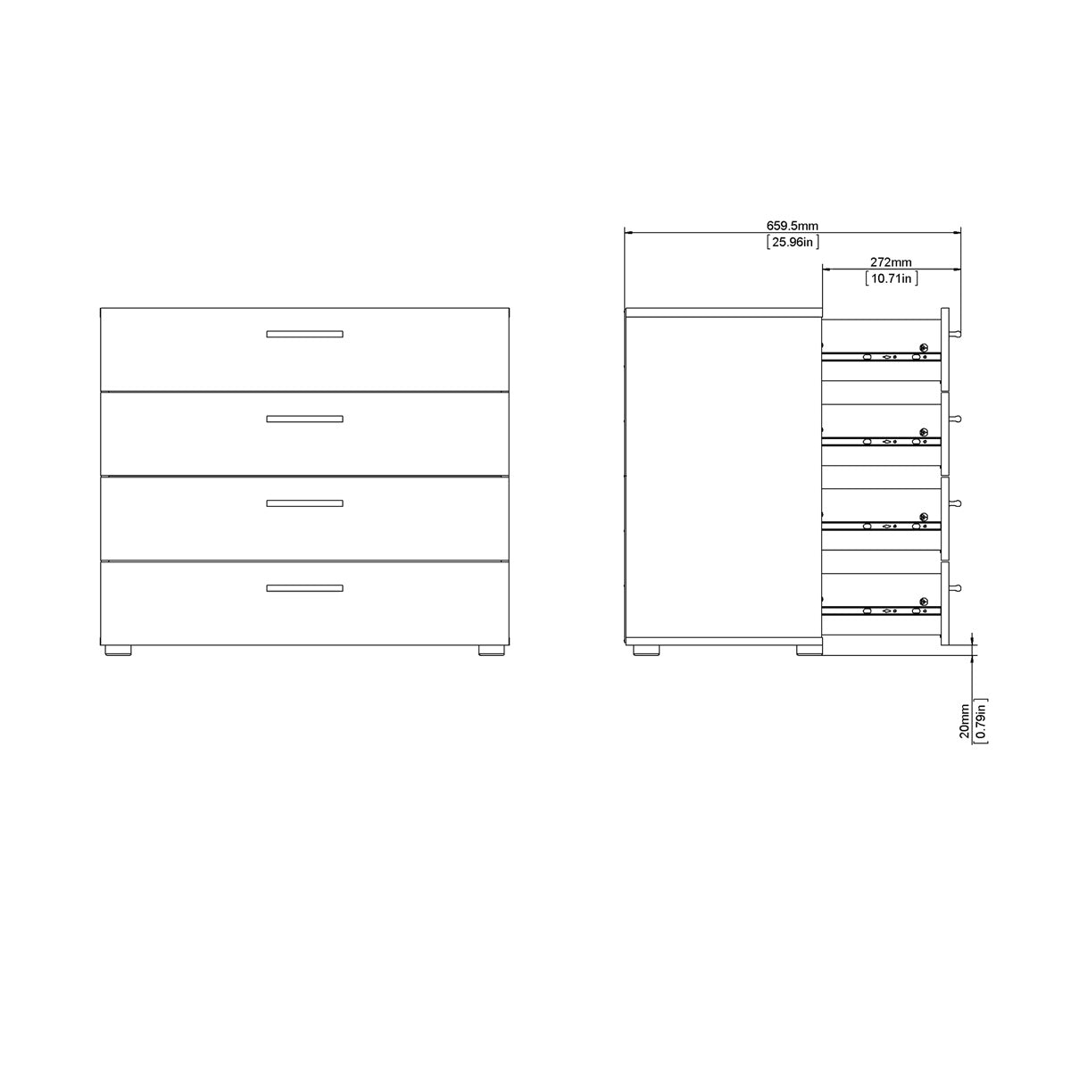 Wooden Chest Of 4 Drawers - Pepe