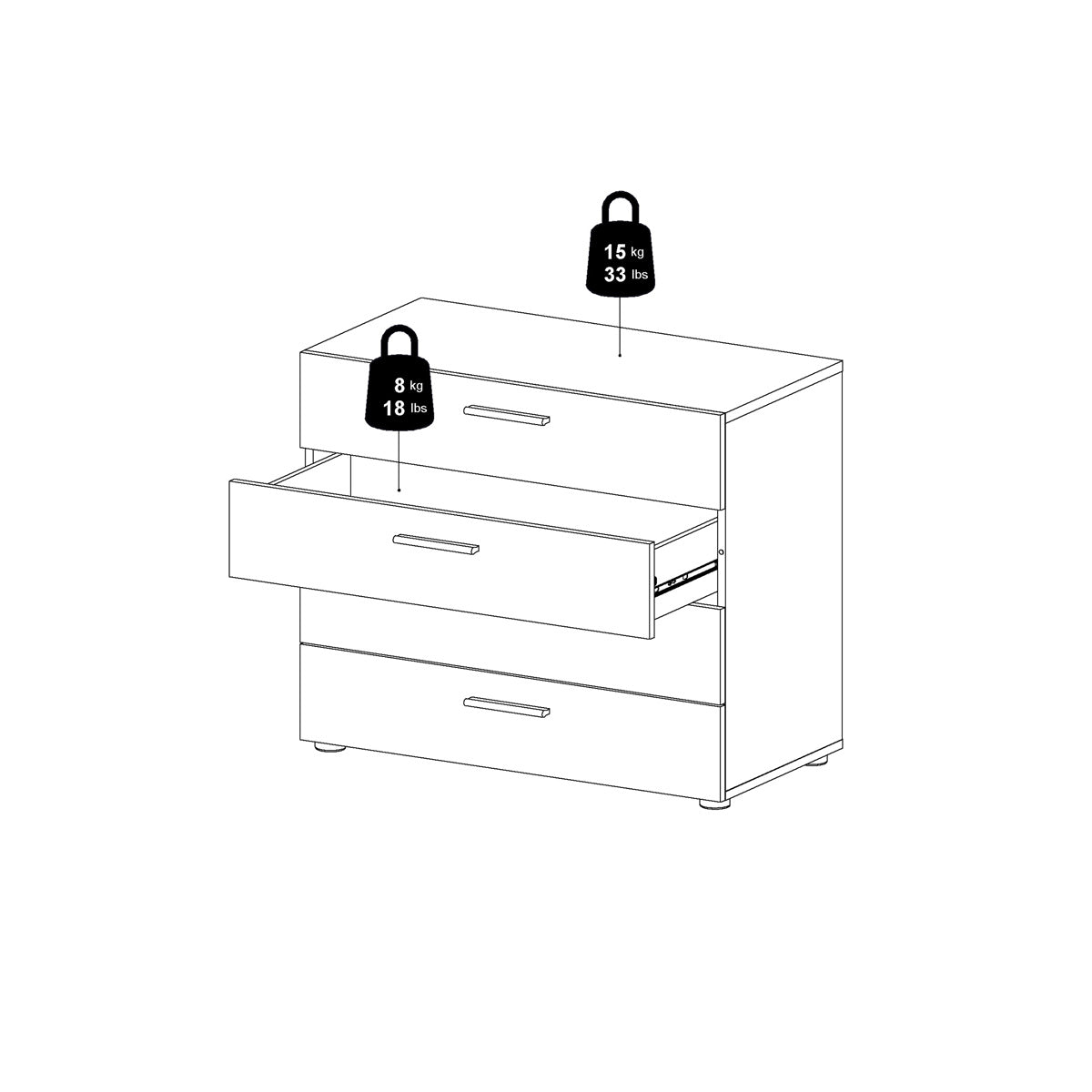 Wooden Chest Of 4 Drawers - Pepe