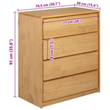 Wooden Chest Of 4 Drawers - Sauda