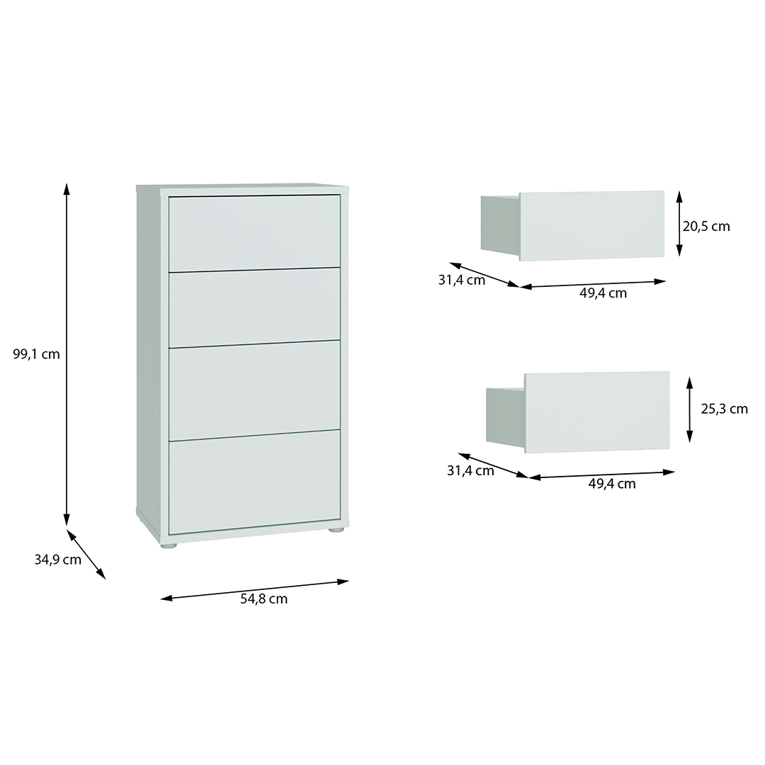 Wooden Chest Of 4 Drawers Tall - Alice Springs