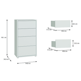 Wooden Chest Of 4 Drawers Tall - Alice Springs
