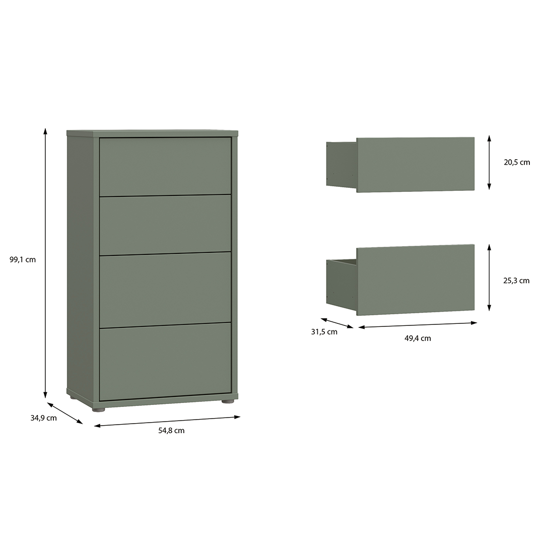 Wooden Chest Of 4 Drawers Tall - Alice Springs