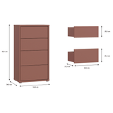 Wooden Chest Of 4 Drawers Tall - Alice Springs