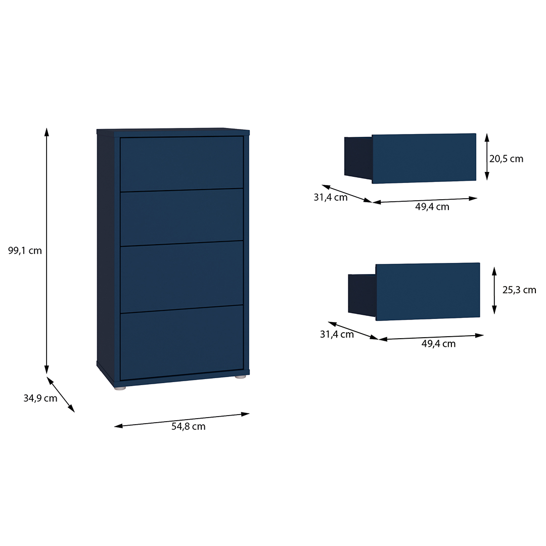 Wooden Chest Of 4 Drawers Tall - Alice Springs