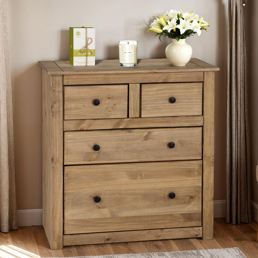 Wooden Chest Of 4 Drawers Tall - Panama