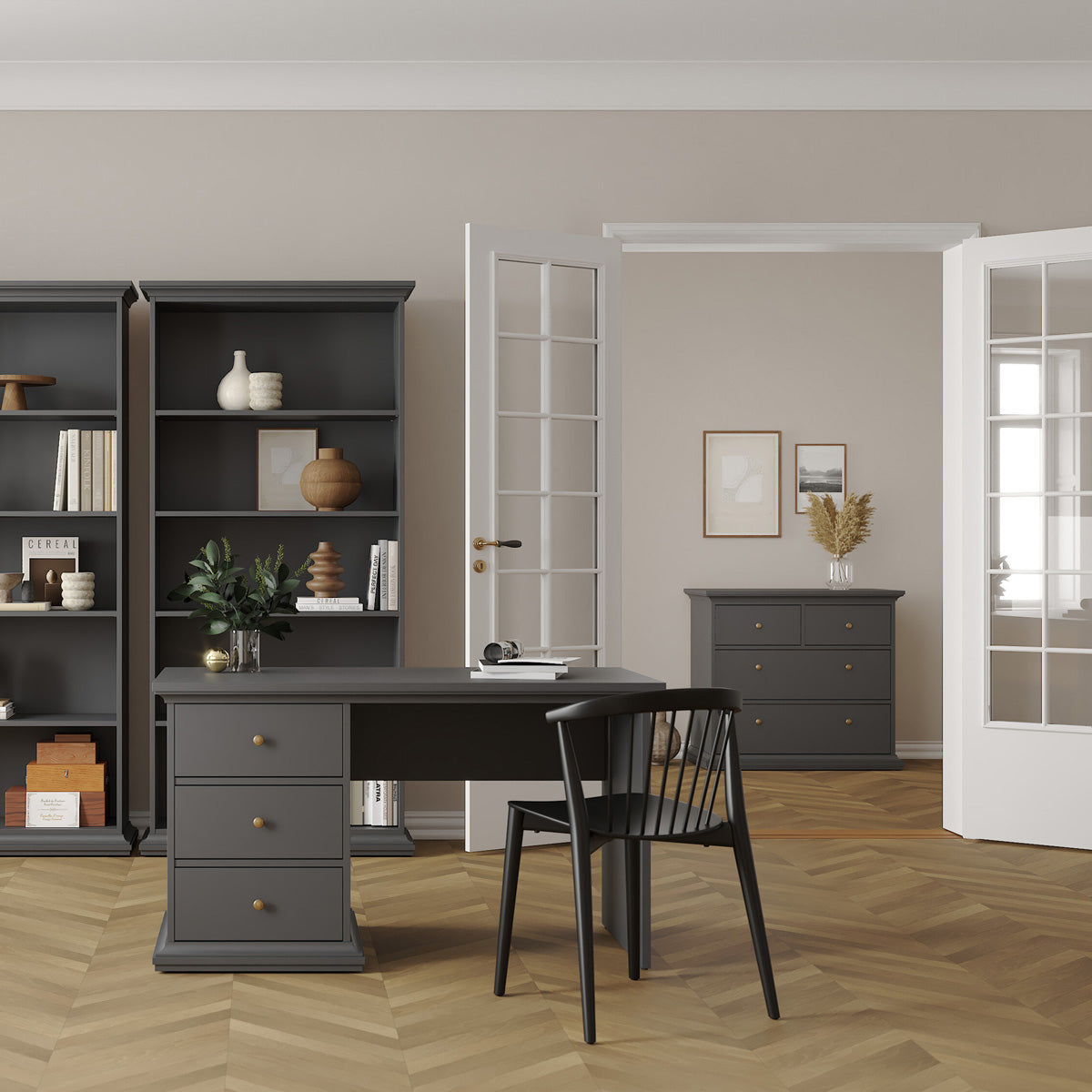 Wooden Chest Of 4 Drawers Wide - Paris