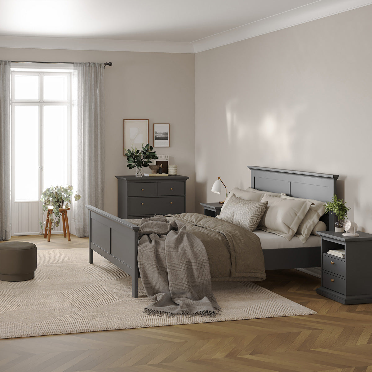 Wooden Chest Of 4 Drawers Wide - Paris