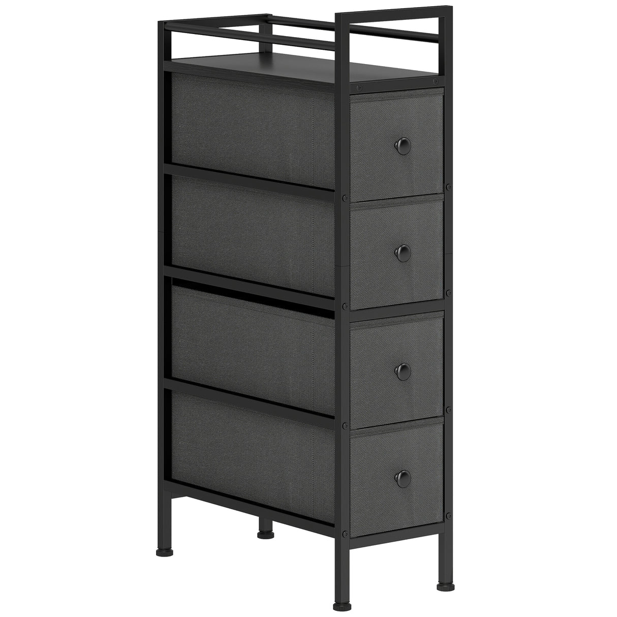 Wooden Chest Of 4 Fabric Drawers 20m Wide With Steel Frame - Velmora