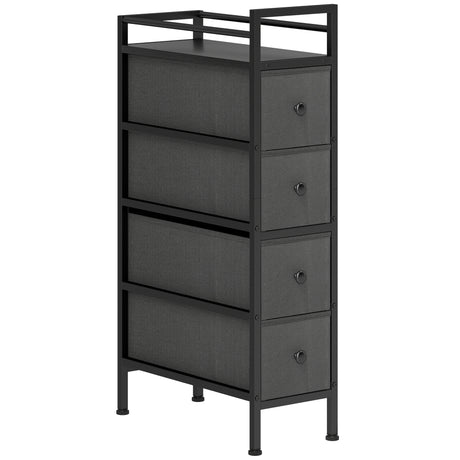 Wooden Chest Of 4 Fabric Drawers 20m Wide With Steel Frame - Velmora