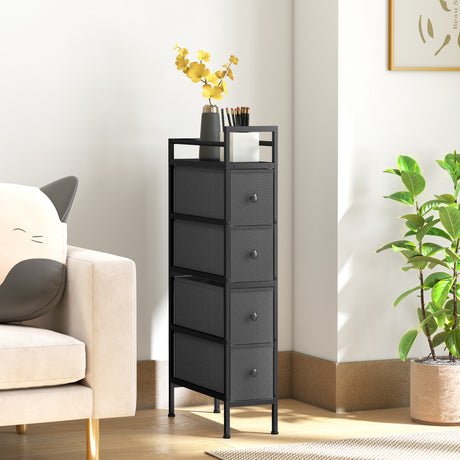 Wooden Chest Of 4 Fabric Drawers 20m Wide With Steel Frame - Velmora