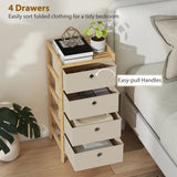 Wooden Chest Of 4 Fabric Drawers 33cm Wide - Velmora