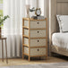 Wooden Chest Of 4 Fabric Drawers 33cm Wide - Velmora