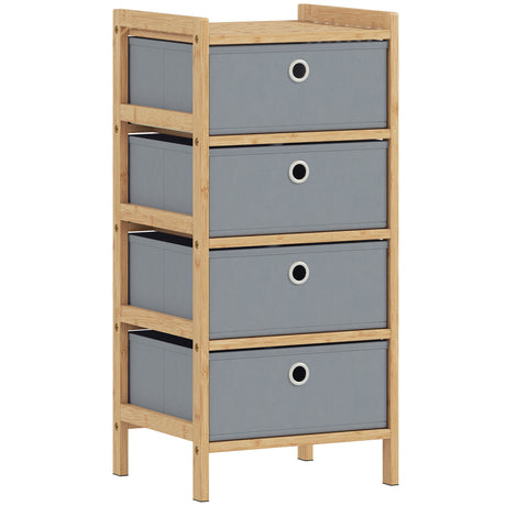 Wooden Chest Of 4 Fabric Drawers 33cm Wide - Velmora