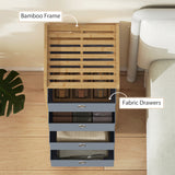 Wooden Chest Of 4 Fabric Drawers 33cm Wide - Velmora