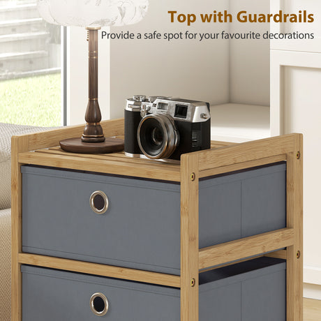 Wooden Chest Of 4 Fabric Drawers 33cm Wide - Velmora