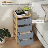 Wooden Chest Of 4 Fabric Drawers 33cm Wide - Velmora